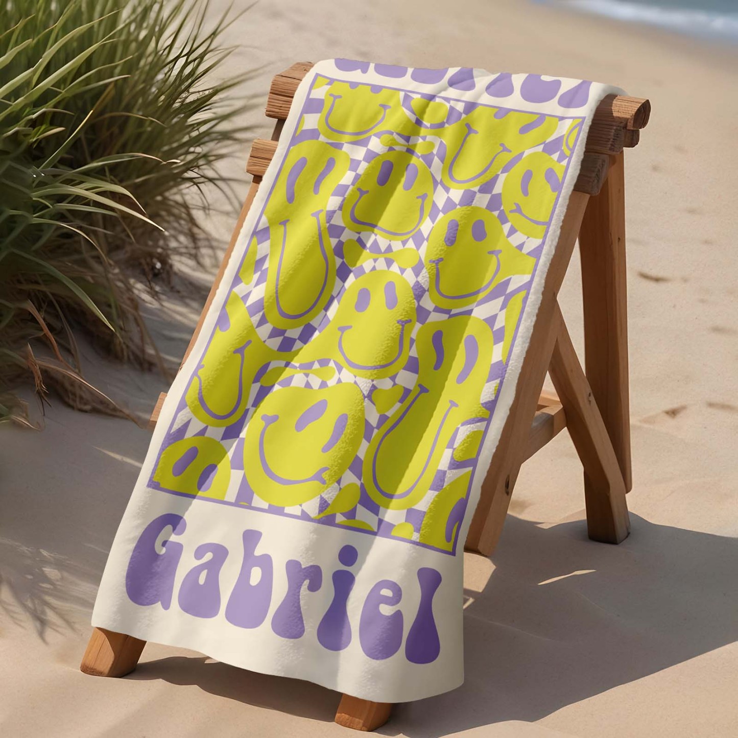 Serviette De Plage Rétro Multi-styles, Nom Personnalisé, Serviette De Bain, Serviette De Piscine Personnalisée, Serviette De Plage Avec Nom À L'extérieur, Cadeau De Vacances D'anniversaire - MaPhotochaussetteFr