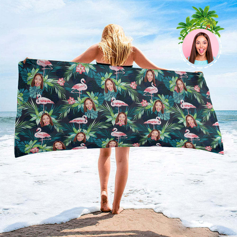Serviette De Plage Personnalisée Pour Le Visage, Serviette De Plage De Style Hawaïen, Cadeau Amusant