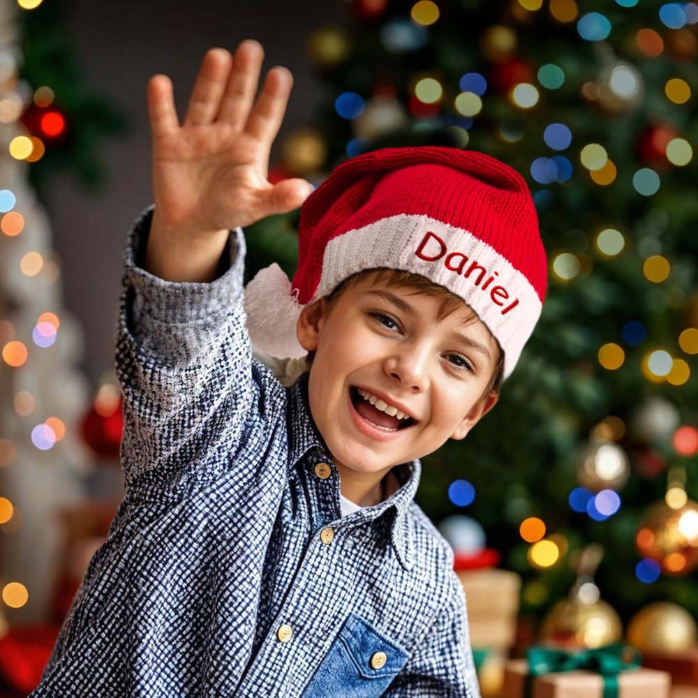 Chapeau De Noël Personnalisé Nom Brodé Chapeau De Père Noël Cadeau De Noël Pour La Famille - MaPhotochaussetteFr