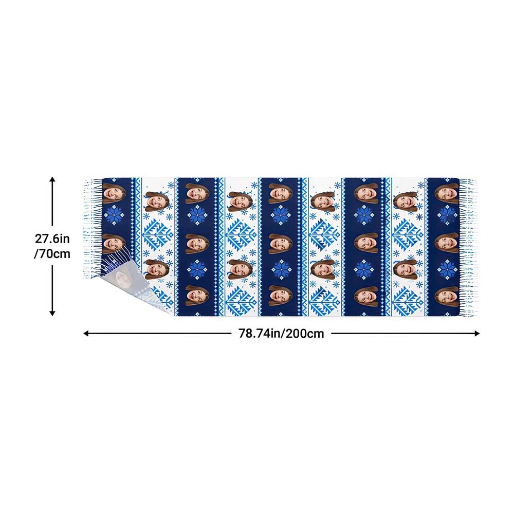 Écharpe De Noël De Visage Personnalisé Conception De Modèle Rétro Nordique Personnalisé -