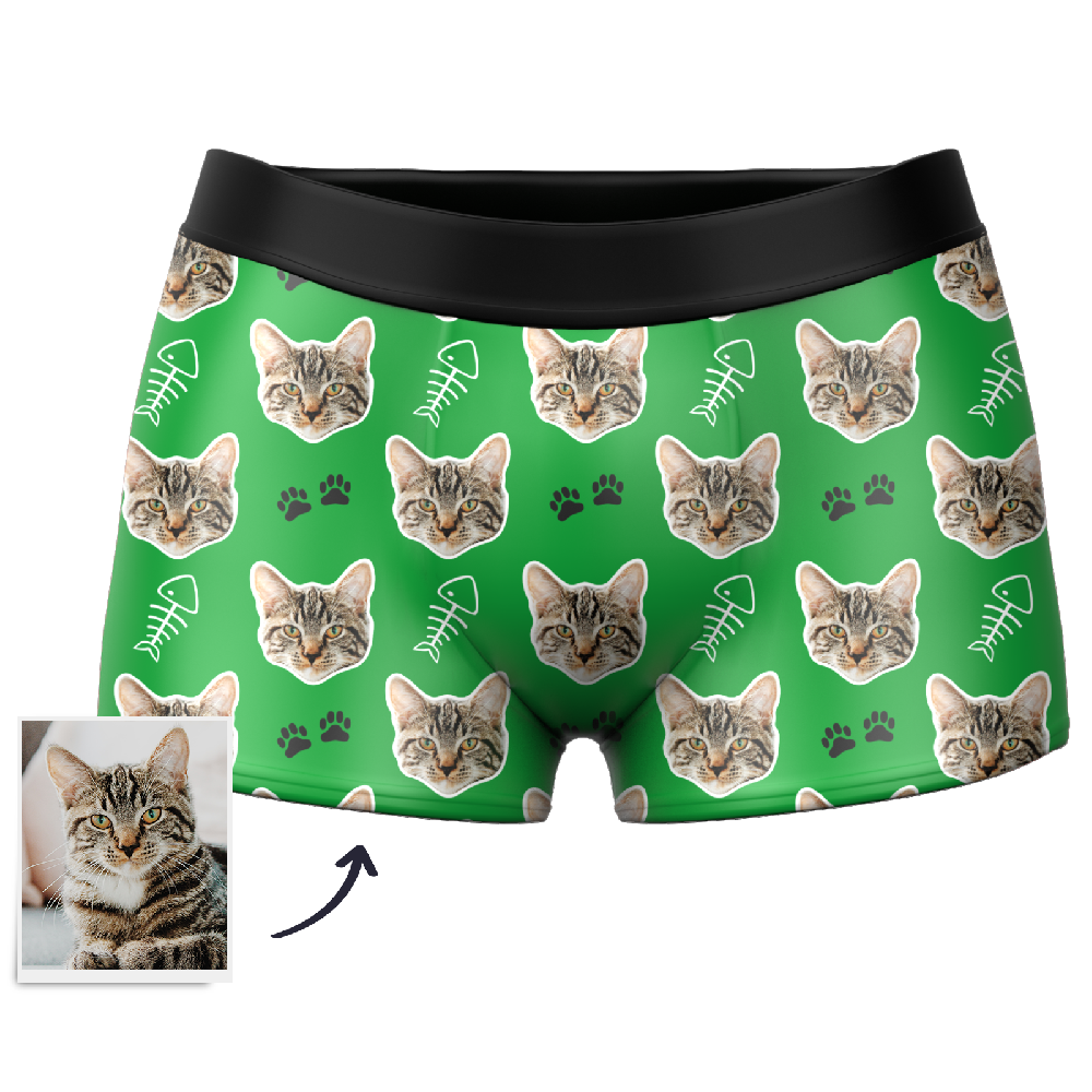 Custom Cat Boxer Shorts - Santa Socks