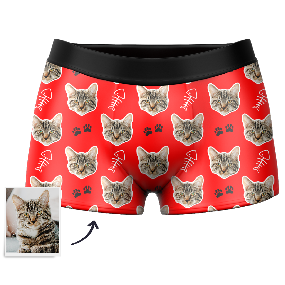 Custom Cat Boxer Shorts - Santa Socks