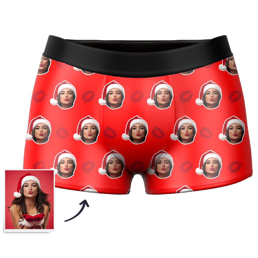 Custom Kiss Boxer Shorts - Santa Socks