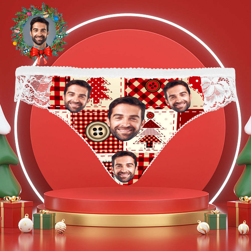 Femmes Personnalisées Dentelle Culotte Visage Culotte Sexy Cadeaux De Noël -