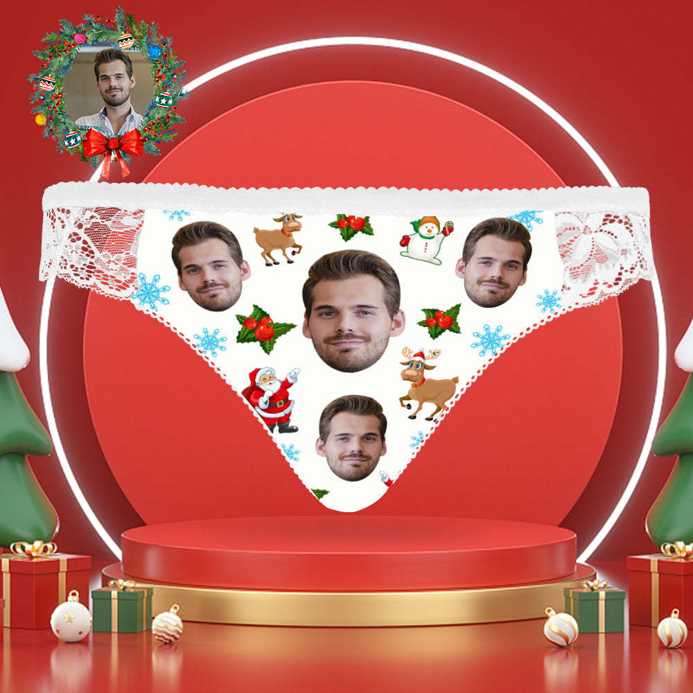 Culotte En Dentelle Avec Visage Personnalisé, Sous-vêtements Sexy Pour Femmes, Cadeaux De Noël -