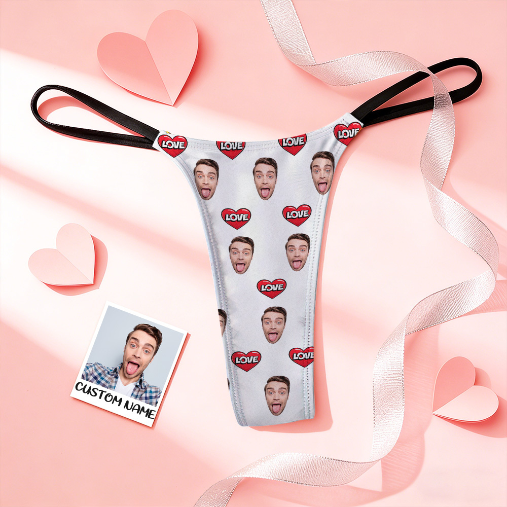 String Personnalisé Cadeau De Saint-valentin Avec Photo « mash Face », Culotte Humoristique, Slip « embrasse-moi, Mon Amour », String - MaPhotochaussetteFr