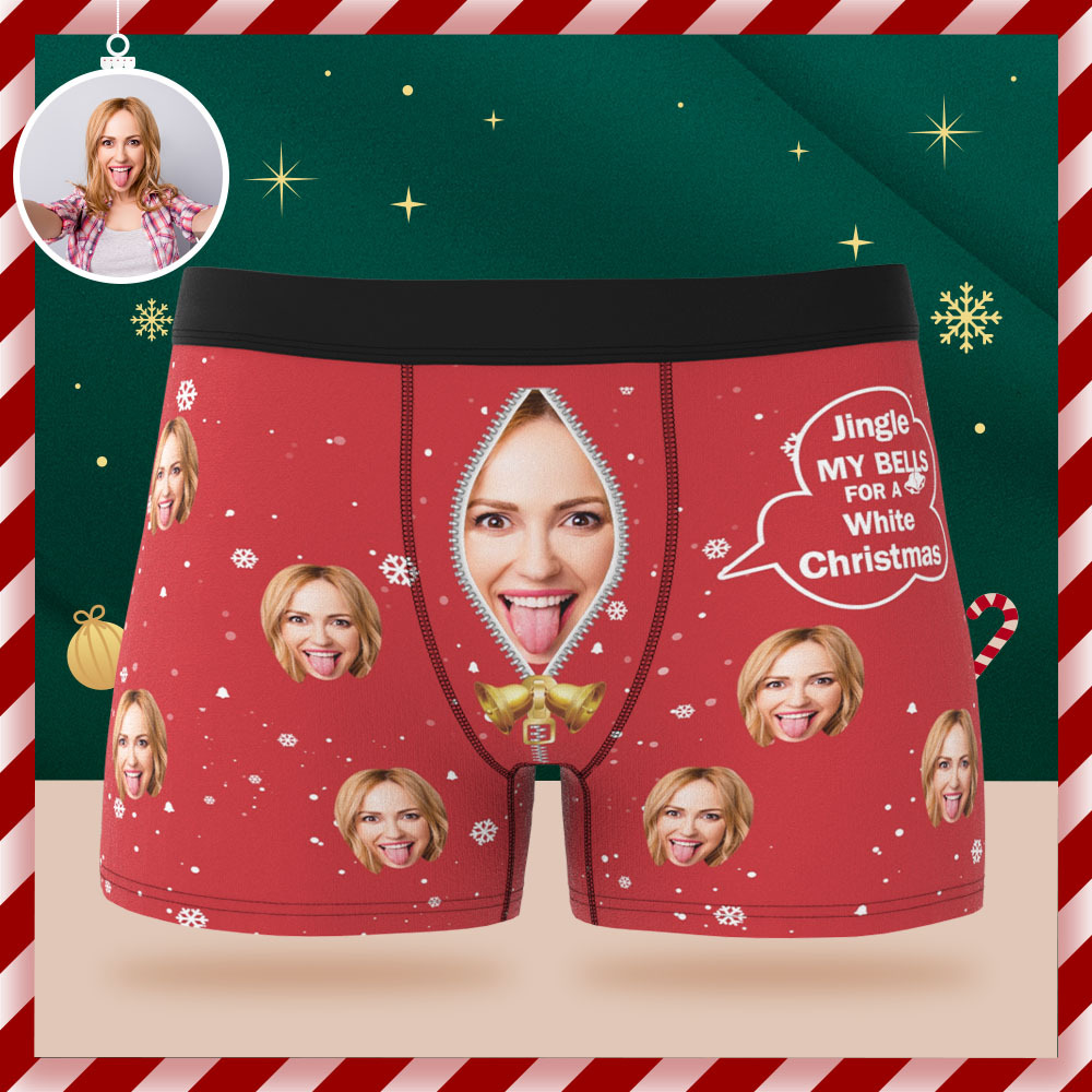 Boxer Facial Personnalisé Pour Hommes, Sous-vêtements Pour Le Visage, Motif Fluorescent De Noël, Cadeau - MaPhotochaussetteFr