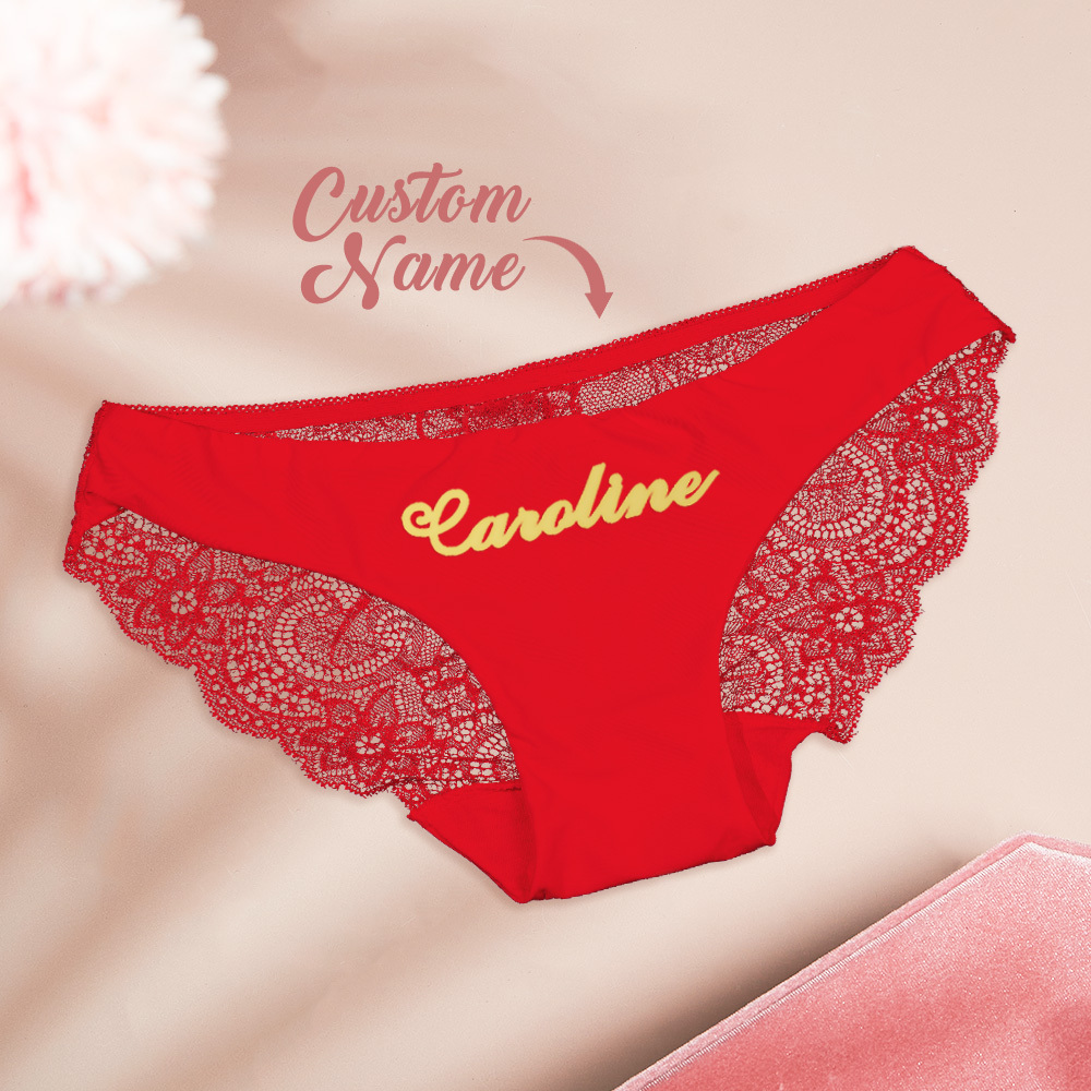 Culotte En Dentelle Personnalisée Avec Nom Personnalisé, Cadeau Pour Noël, Saint-valentin - MaPhotochaussetteFr