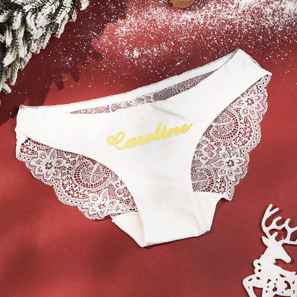 Culotte En Dentelle Personnalisée Avec Nom Personnalisé, Cadeau Pour Noël, Saint-valentin - MaPhotochaussetteFr