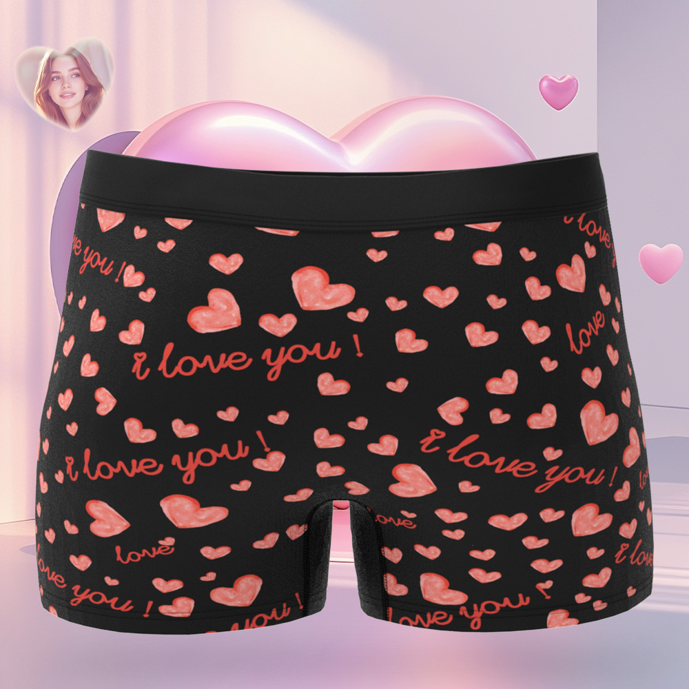Boxer Personnalisé Pour Homme Avec Inscription « i Love You Heart »