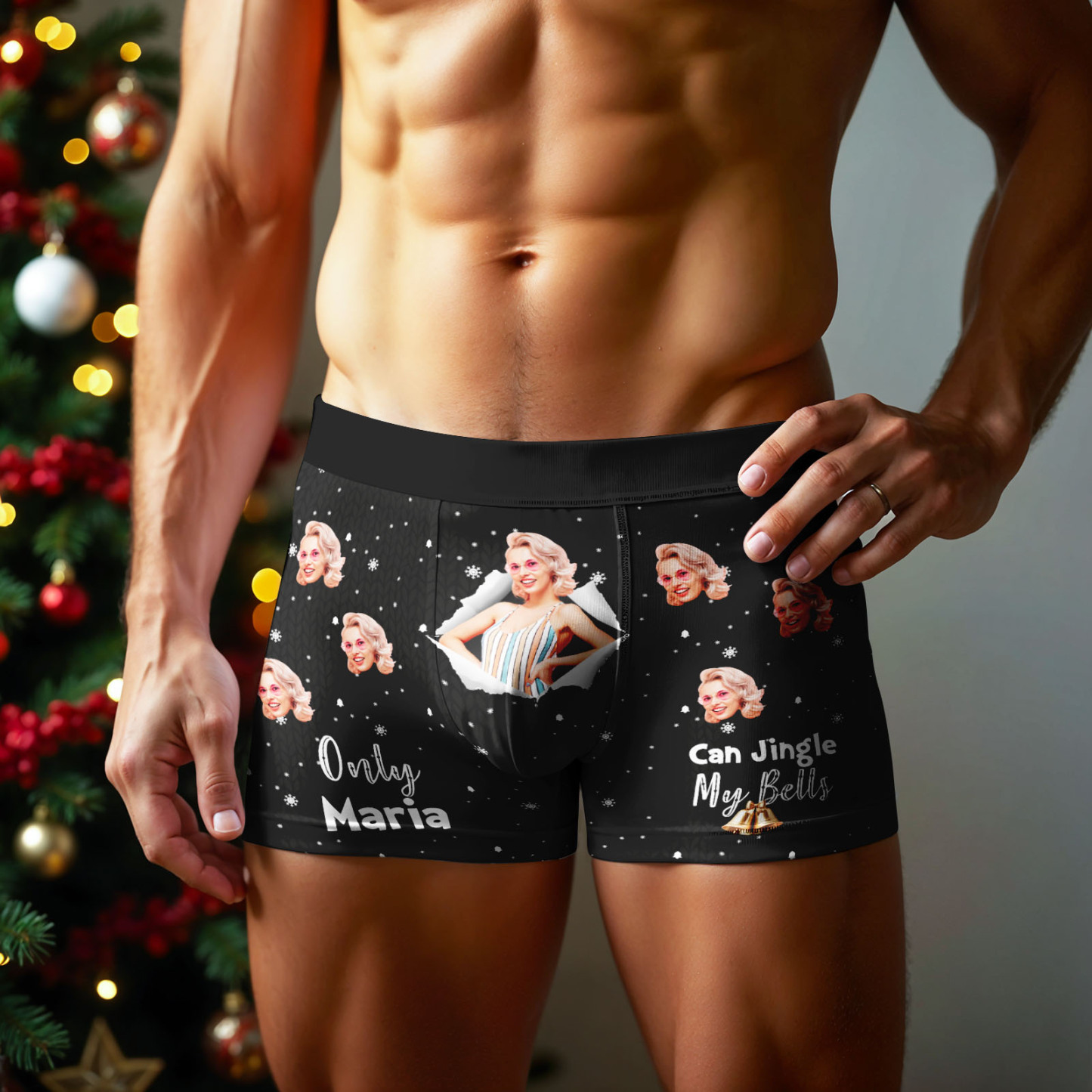 Boxer Personnalisé Pour Homme, Cadeau De Noël Humoristique Avec Photo Personnalisée. - MaPhotochaussetteFr