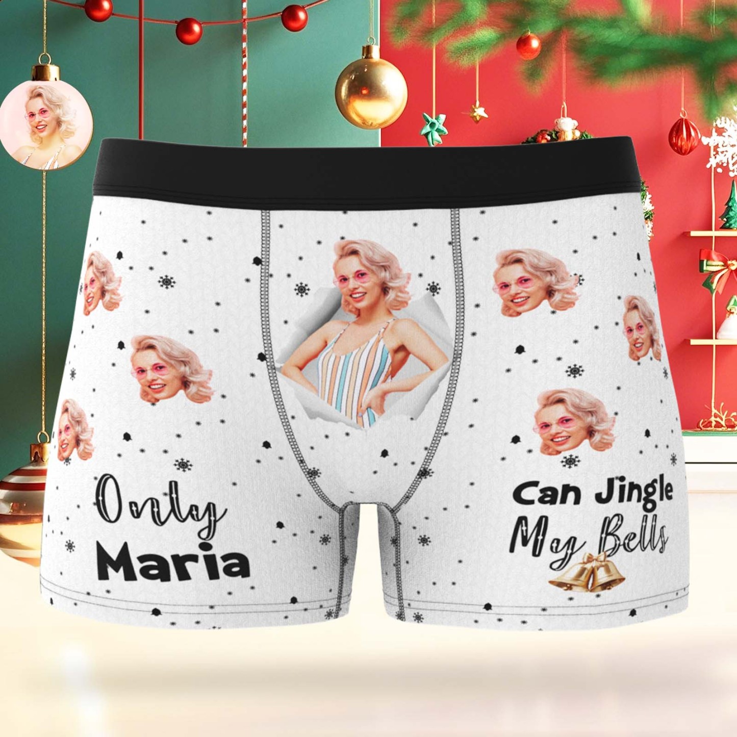 Boxer Personnalisé Pour Homme, Cadeau De Noël Humoristique Avec Photo Personnalisée. - MaPhotochaussetteFr