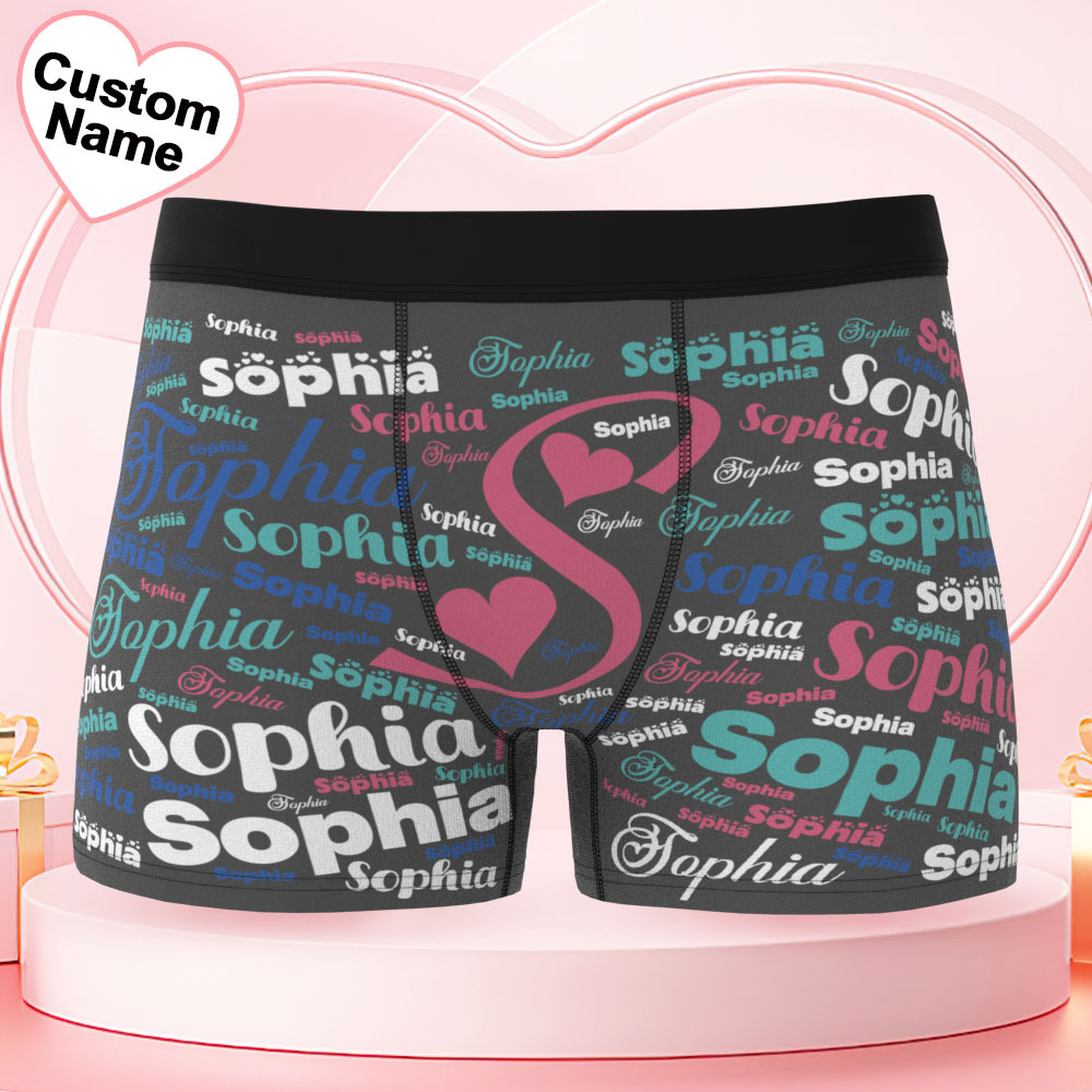 Sous-vêtements Pour Hommes Personnalisés Avec Nom, Caleçons Boxers Multicolores Personnalisés - MaPhotochaussetteFr