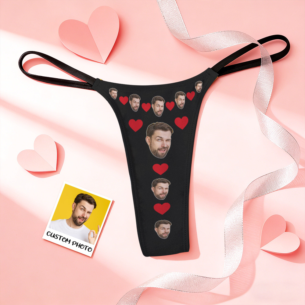 String Personnalisé Avec Visage, Culotte Humoristique, String Cœur, Cadeau De Saint-valentin - MaPhotochaussetteFr