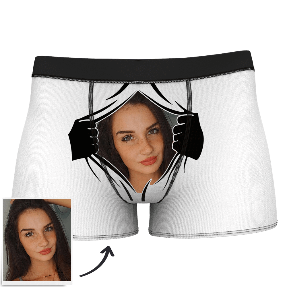 Boxer Caleçon Personnalisé Visage de Copine avec Mains