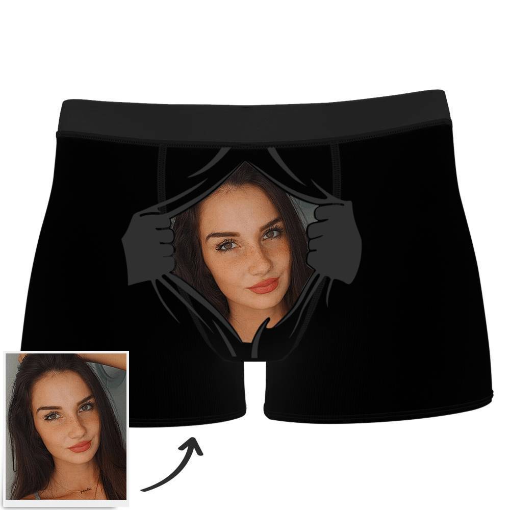 Boxer Caleçon Personnalisé Visage de Copine avec Mains