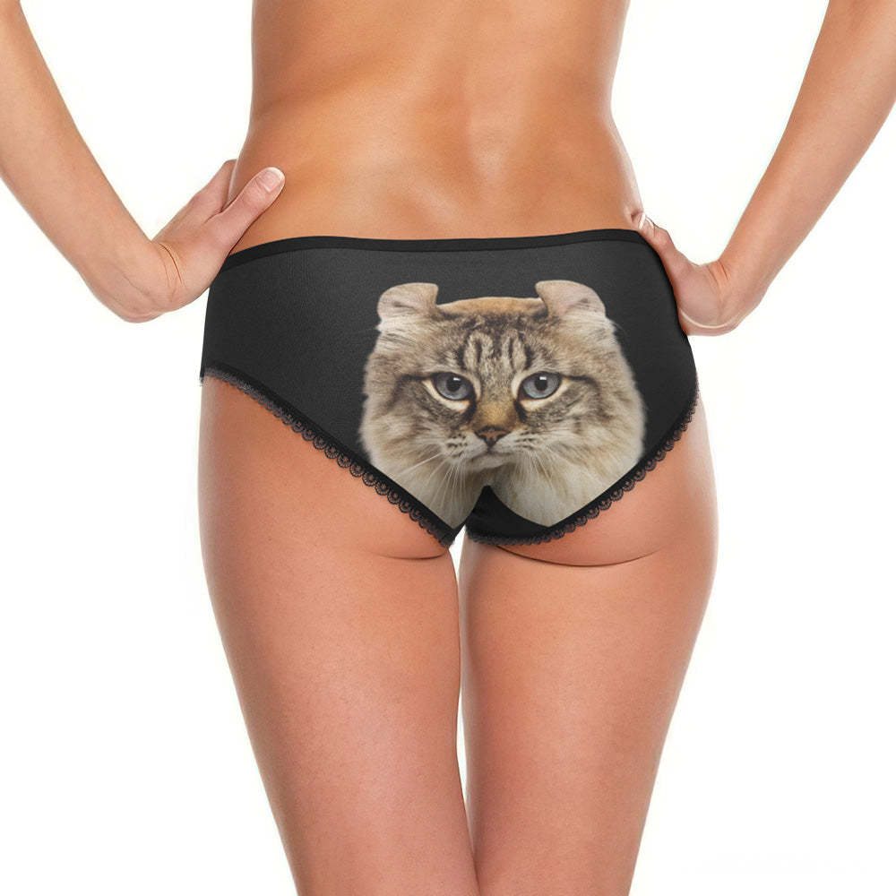 Culottes Pour Femmes Visage Personnalisé Sexy Funny Naughty Animal Cat Roar Cadeaux Pour Elle -