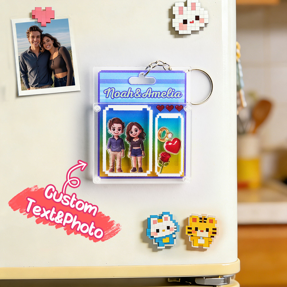 Porte-clés Personnalisé Avec Dessin Animé, Porte-clés 3d En Acrylique Avec Photo, Breloque Pour Sac, Cadeau Souvenir Unique Pour Couple, Cadeau De Saint-valentin - MaPhotochaussetteFr