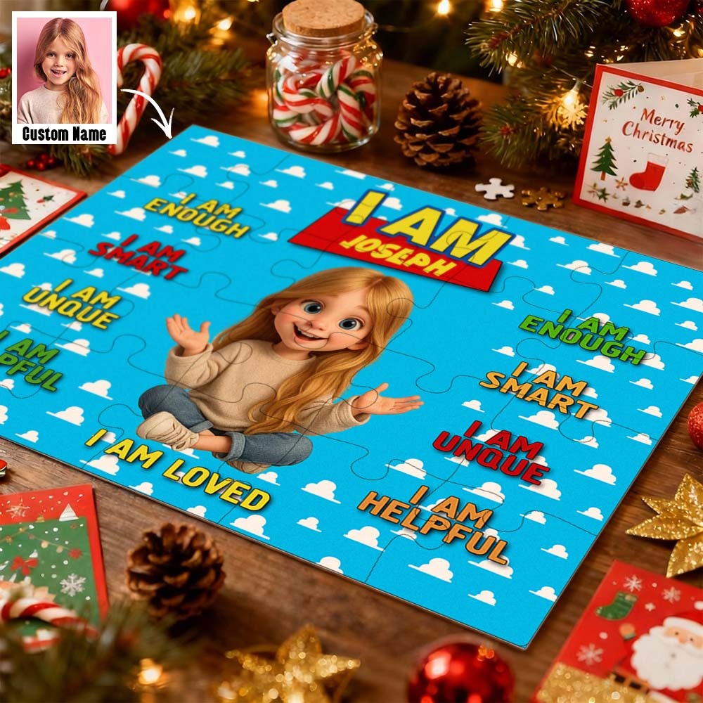 Puzzle De Noël Personnalisé - Joyeux Anniversaire | Cadeau Pour Petit-enfant - Cadeau Pour Enfant - Nouveauté Tendance 2025 - Puzzle Personnalisé - MaPhotochaussetteFr