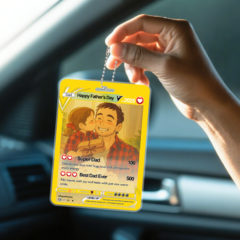 Cadeau Personnalisé Pour La Fête Des Pères Pour Papa, Ornement De Voiture Personnalisé Avec Photo De Dessin Animé, Cadeau À Suspendre Pour Grand-père, Cadeau Pour Nouveau Papa, Cadeaux Pour Papa Des Enfants - MaPhotochaussetteFr