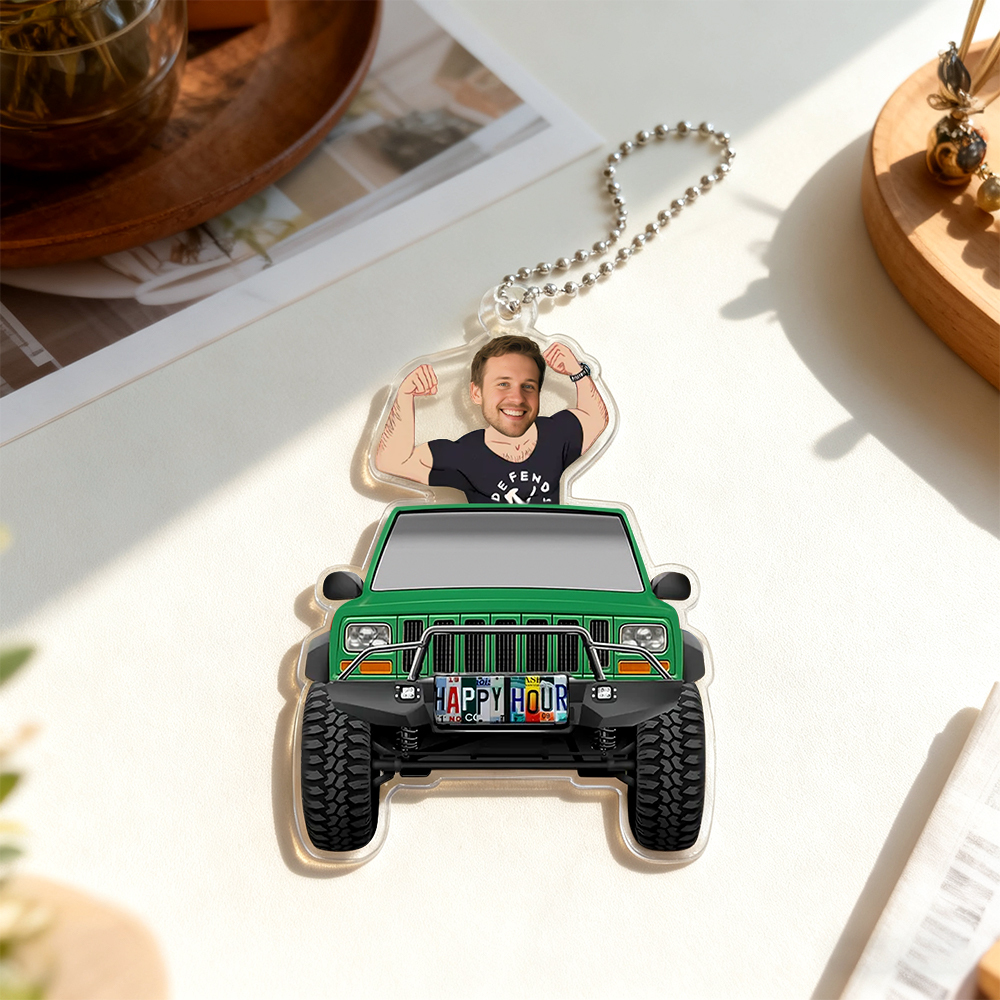 Ornement De Voiture Personnalisé En Acrylique « Muscle Daddy Happy Hour » - Cadeau De Noël - MaPhotochaussetteFr