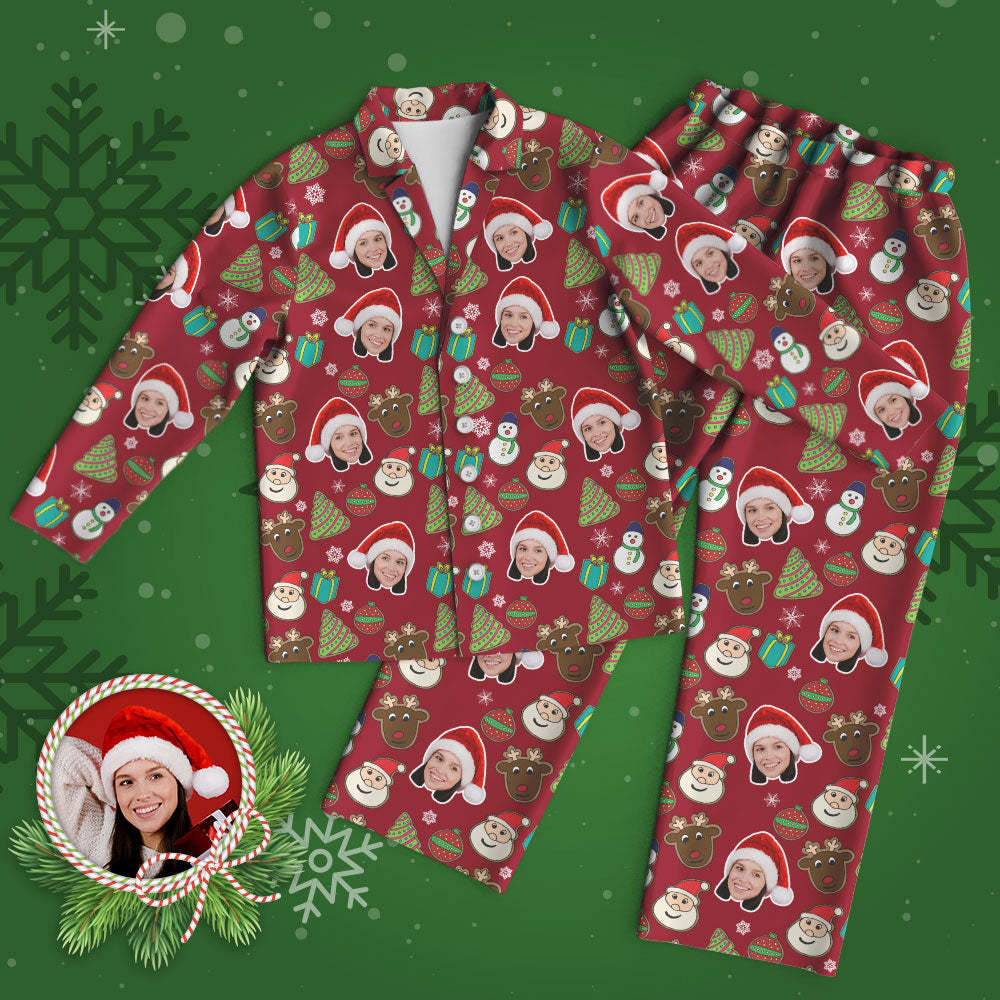 Pyjama Visage Personnalisé Pyjama Photo Rouge Personnalisé Cadeaux De Noël -