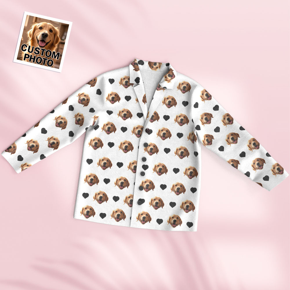 Pyjama À Manches Longues Personnalisé Avec Photo Et Cœur - MaPhotochaussetteFr