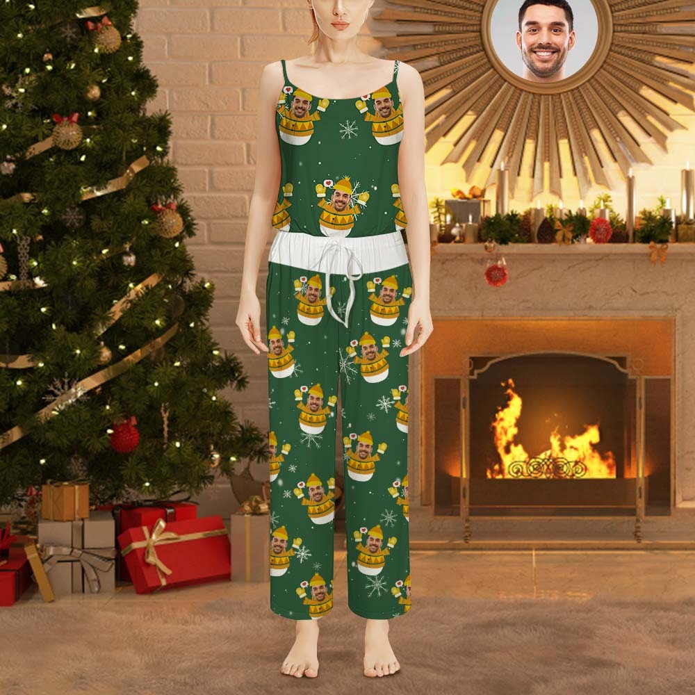 Pyjama Visage Personnalisé Femme Vêtements De Nuit De Noël Père Noël Drôle -