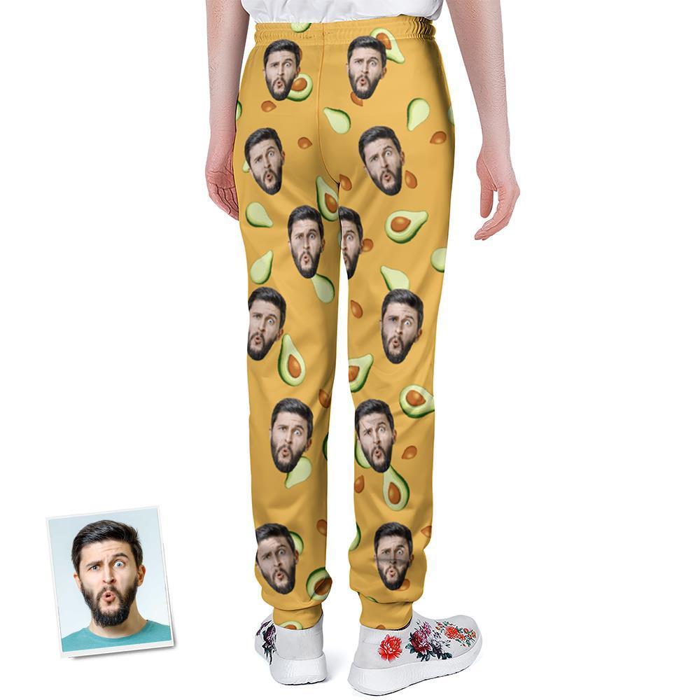 Custom Face Sweatpants Personalized Unisex Joggers Avocado Design