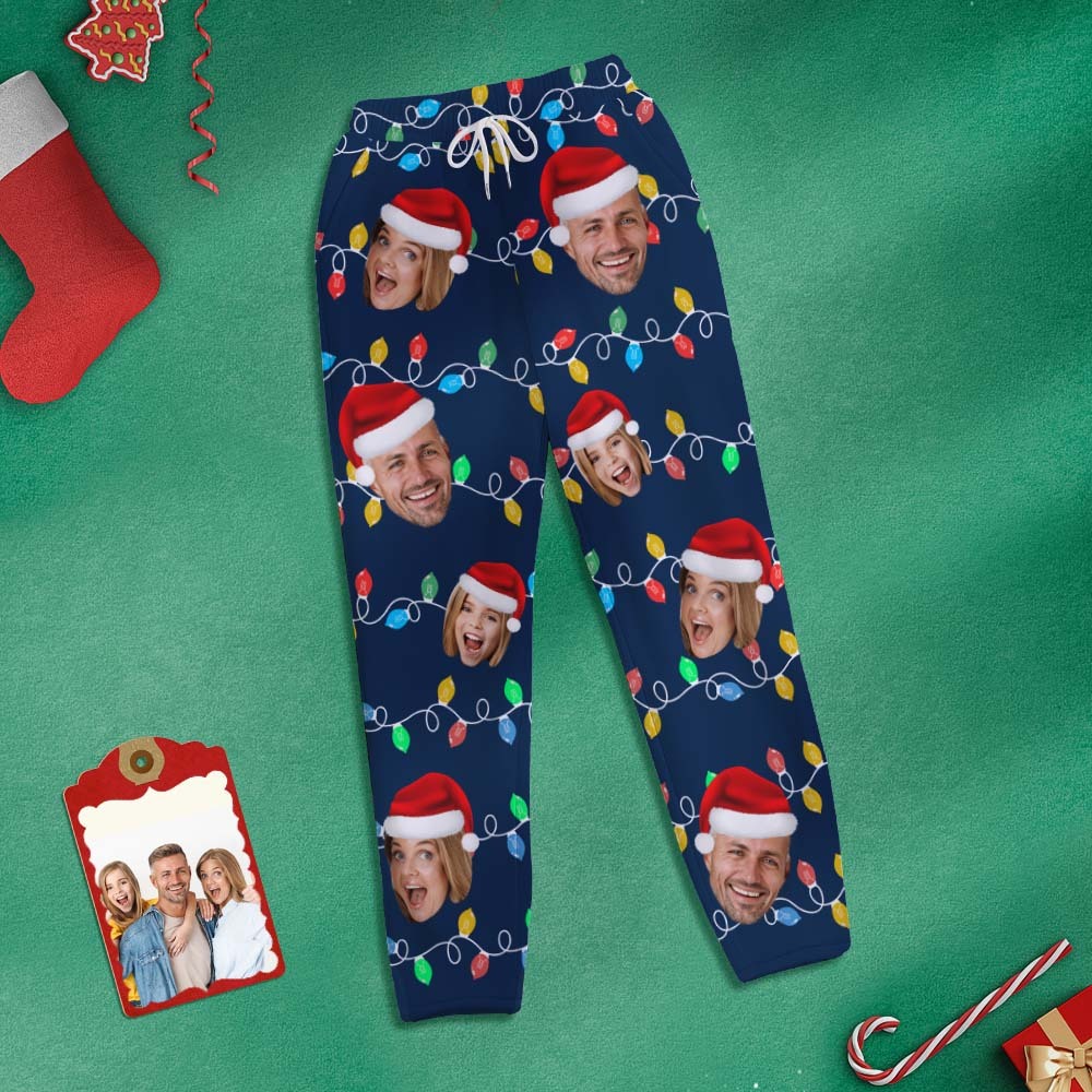 Pantalon De Survêtement Personnalisé Avec Photo Personnalisée, Pantalon De Golf À Led Pour Famille De Noël Pour Lui -