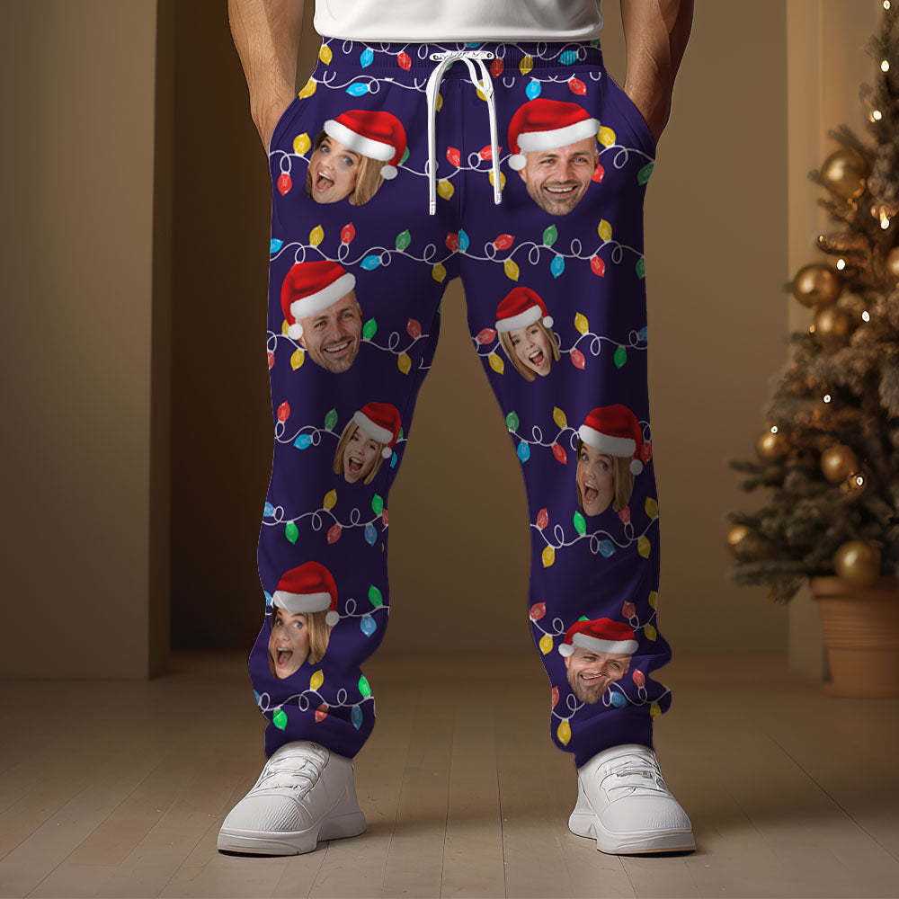 Pantalon De Survêtement Personnalisé Avec Photo Personnalisée, Pantalon De Golf À Led Pour Famille De Noël Pour Lui -
