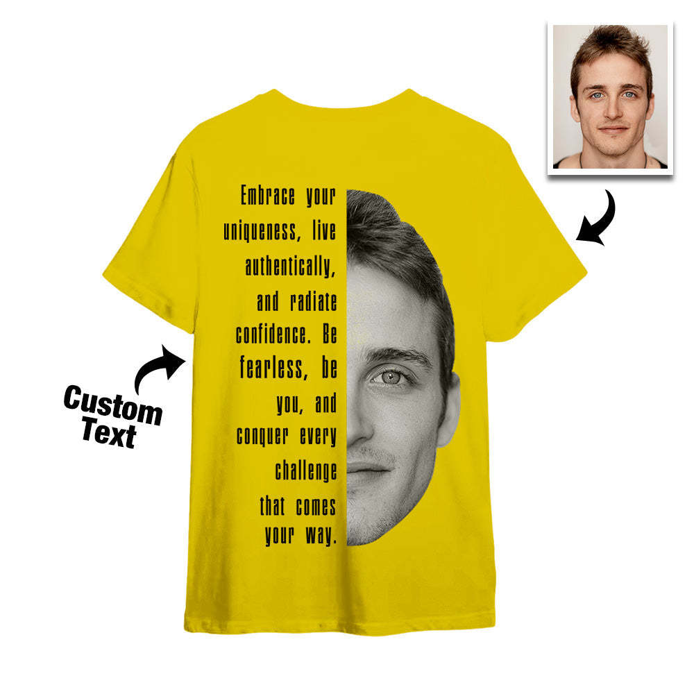 Texte Personnalisé Et Visage T-shirts Chemise Unisexe Personnalisée Cadeau De Mode Pour Lui Pour Elle -