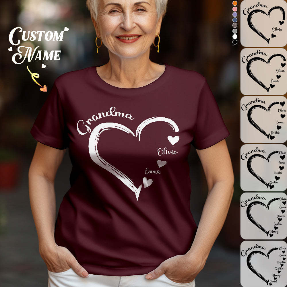 T-shirts Personnalisés Maman Grand-mère T-shirt Personnalisé Avec Nom D'enfant Cadeaux De Fête Des Mères -