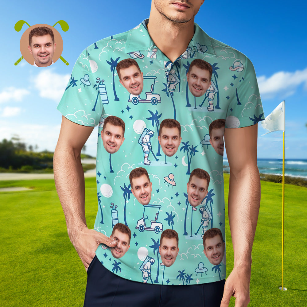 Polo Hawaïen Personnalisé Pour Hommes, Polo Vert De Golf D'astronaute