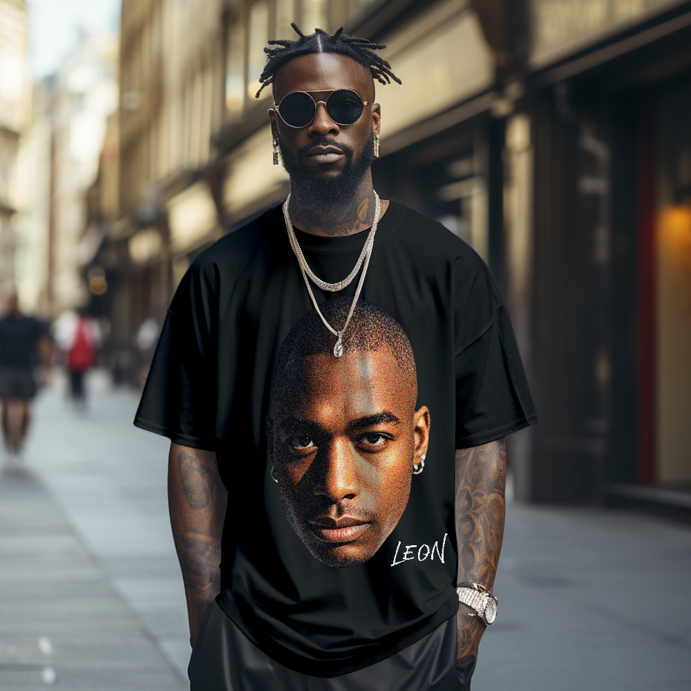 T-shirts Vintage Avec Photo Personnalisée, Grand Visage, Drôle, Cadeaux Uniques, Noir Et Blanc - MaPhotochaussetteFr