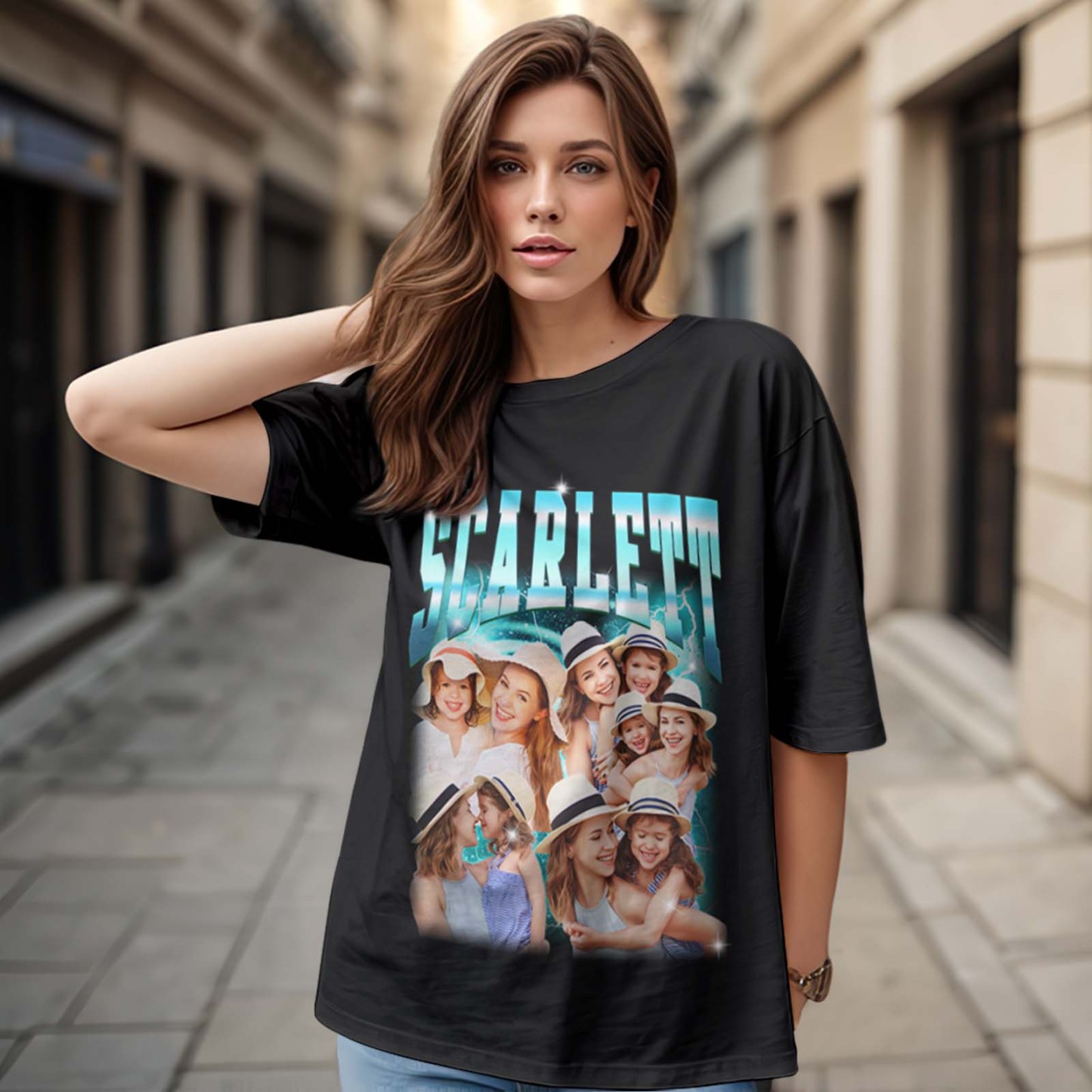 T-shirt Personnalisé Pour La Fête Des Mères, Photo Et Texte Personnalisés, Style Vintage, Cadeau Pour Maman - MaPhotochaussetteFr