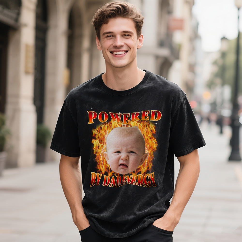 T-shirt Vintage Photo Personnalisé, Cadeau Amusant Pour La Fête Des Pères, T-shirt Graphique Rétro Délavé Des Années 90 Pour Enfants, Chemise Personnalisée Mignonne