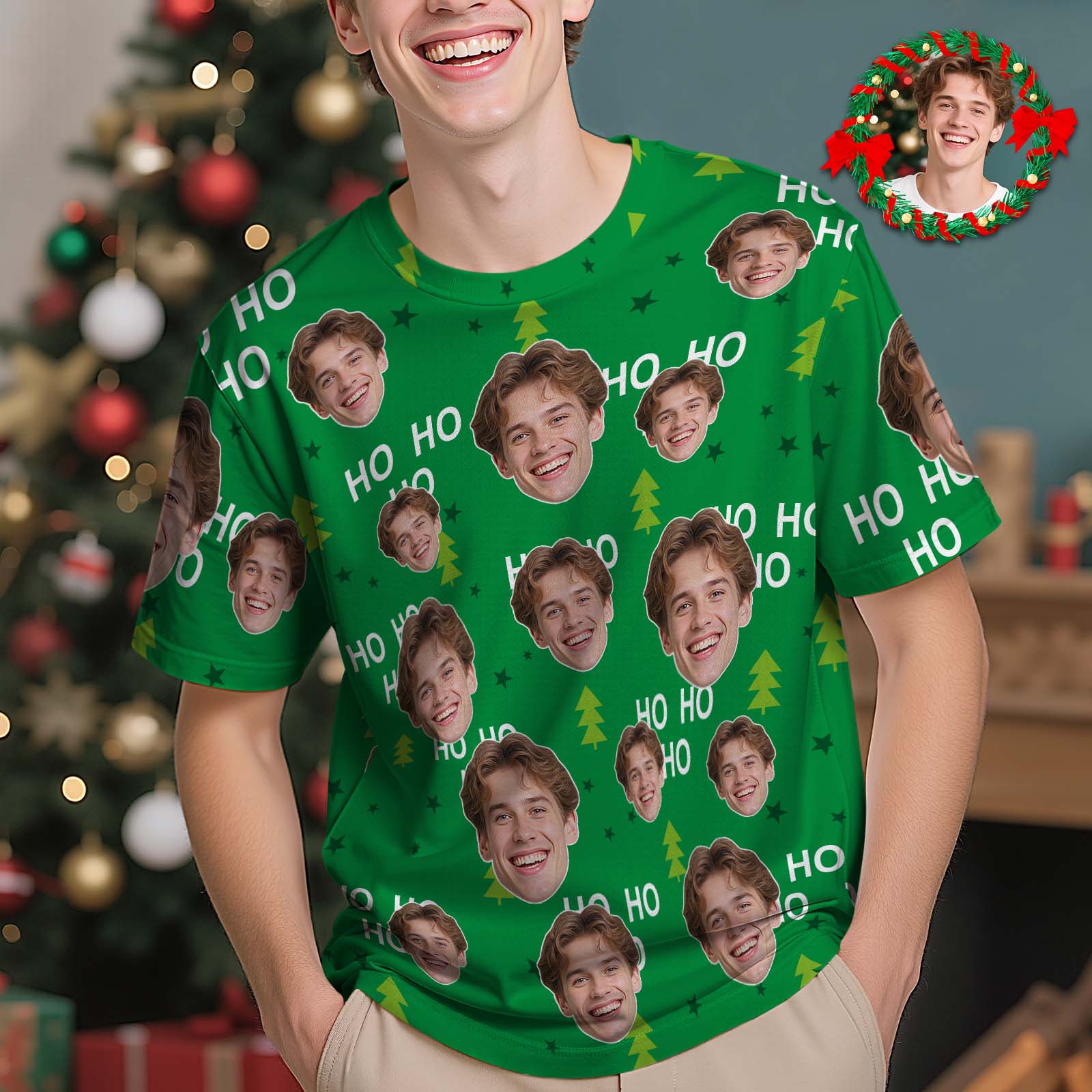 T-shirt Photo Personnalisé Sapin De Noël T-shirt Photo Personnalisé Ho Ho Idée Cadeau Vintage