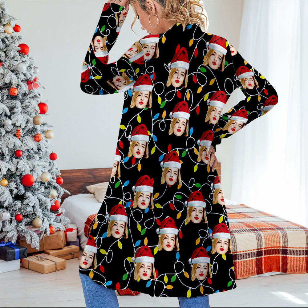 Personalized Face Christmas Cardigan Women Open Front Cardigans for Christmas Gifts -