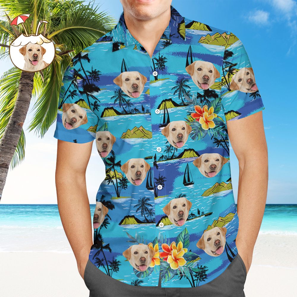 Cité du vice Visage personnalisé Style de plage d'été hawaïen Chemise à manches courtes Pour hommes