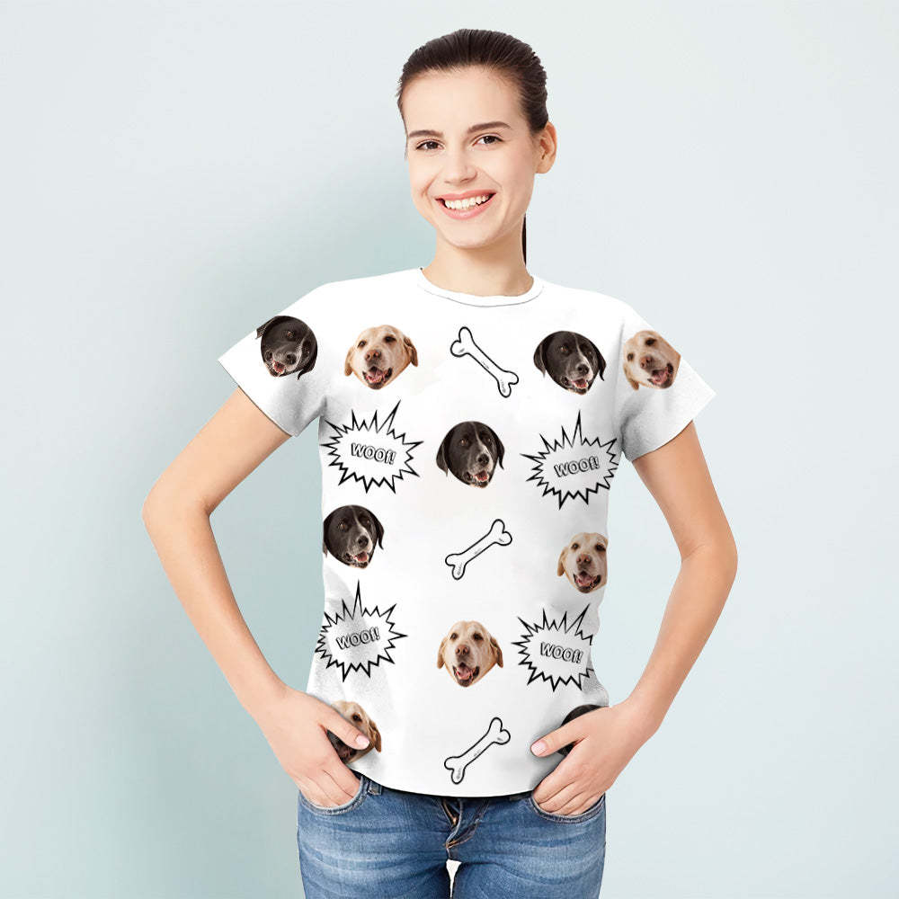 T-shirt Visage Personnalisé Votre T-shirt Woof Pour Chien Mettant En Vedette Votre Chien Bien-aimé -
