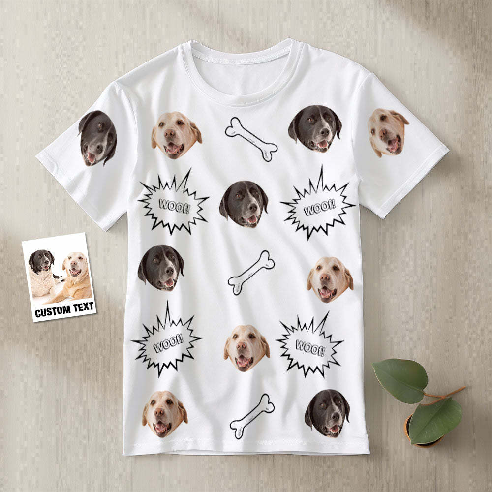 T-shirt Visage Personnalisé Votre T-shirt Woof Pour Chien Mettant En Vedette Votre Chien Bien-aimé -