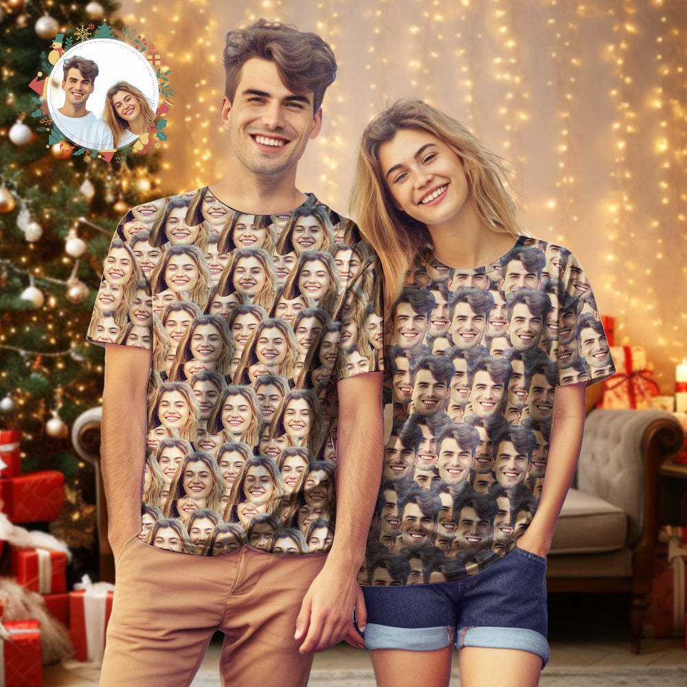 Cadeaux De Noël Personnalisé Visage Purée T-shirt homme