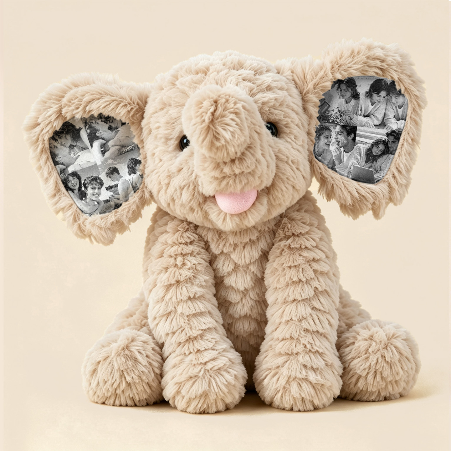 Peluche D’éléphant Avec Photo Personnalisée – Cadeau D’éléphant Avec Image D’oreille Personnalisée Pour Cadeaux D’anniversaire De Couples - MaPhotochaussetteFr