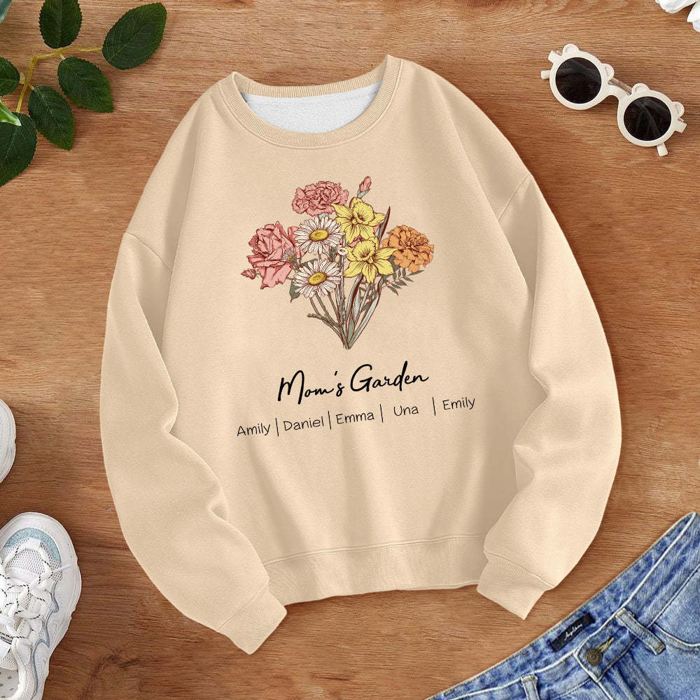 Personalized Birth Flower Bouquet Sweatshirt Custom Birth Flower Hoodie Gifts for Her -
