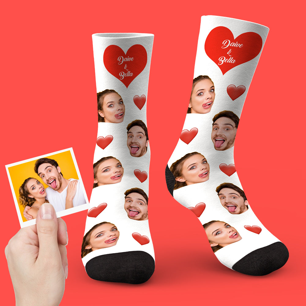 Chaussettes Photo Personnalisées Cœur Chaussettes Visage