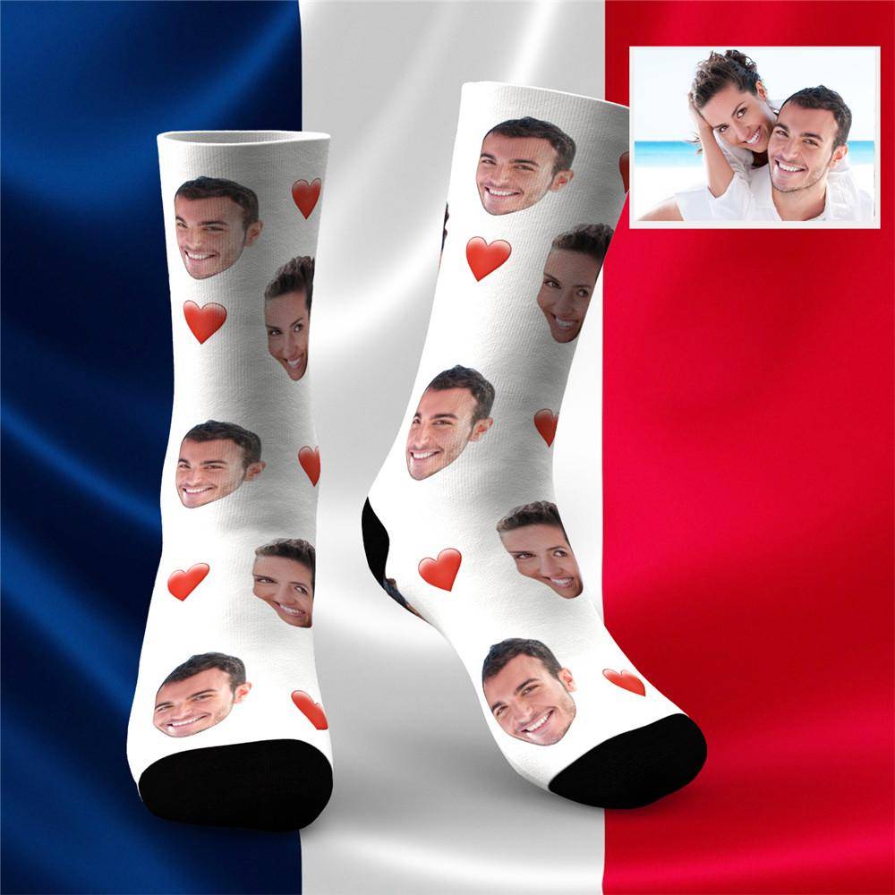 Chaussettes Photo Personnalisées Cœur Chaussettes Visage