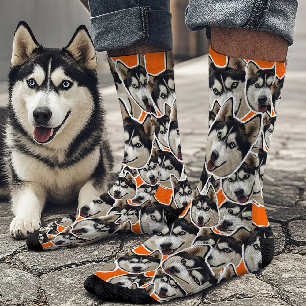 Chaussettes Personnalisées Avec Visage De Champignon, Photos Amusantes, Cadeau Pour Amoureux Des Animaux De Compagnie, Blanches - MaPhotochaussetteFr