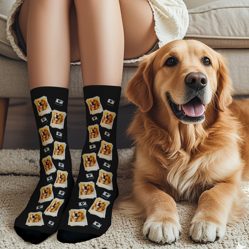 Chaussettes Personnalisées Pour Le Visage, Cadeau Avec Cadre Photo À Motif Polaroid