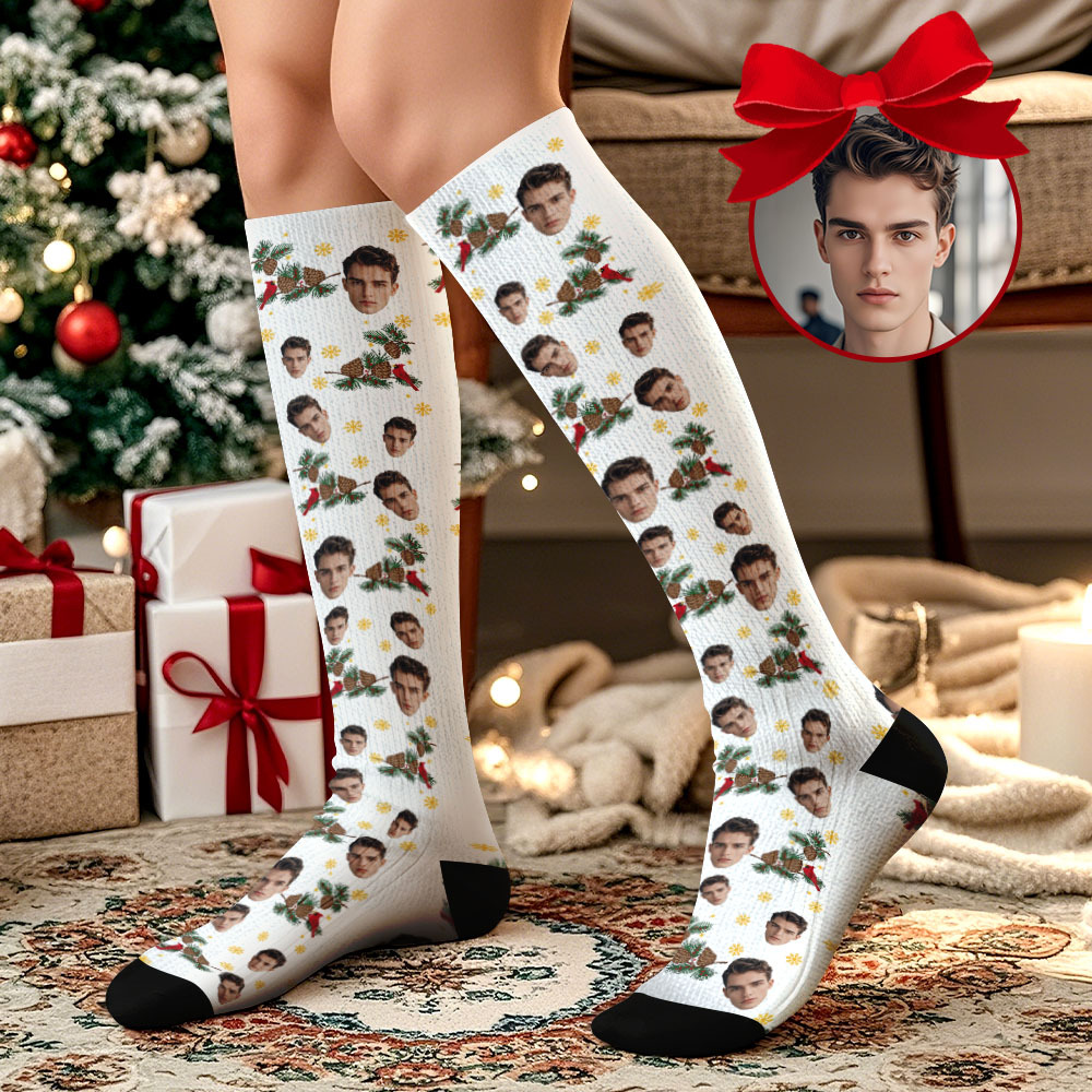 Chaussettes Hautes Personnalisées Pour Le Visage, Cadeaux De Noël Pour Les Amoureux - MaPhotochaussetteFr